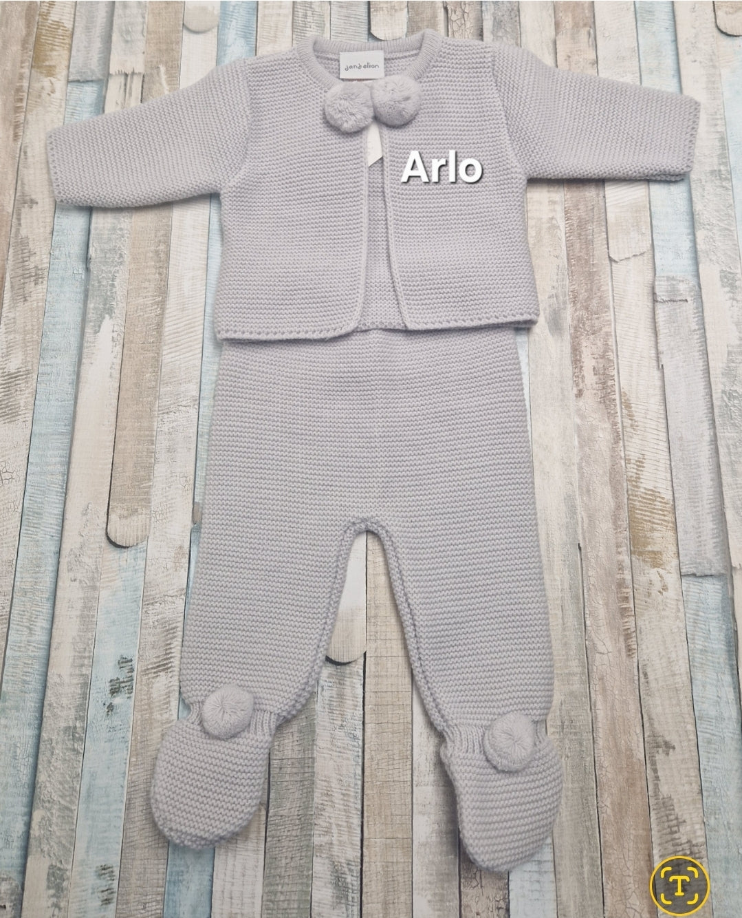 Nana's Special Buys Personalised Pebble Grey Pom Pom Set