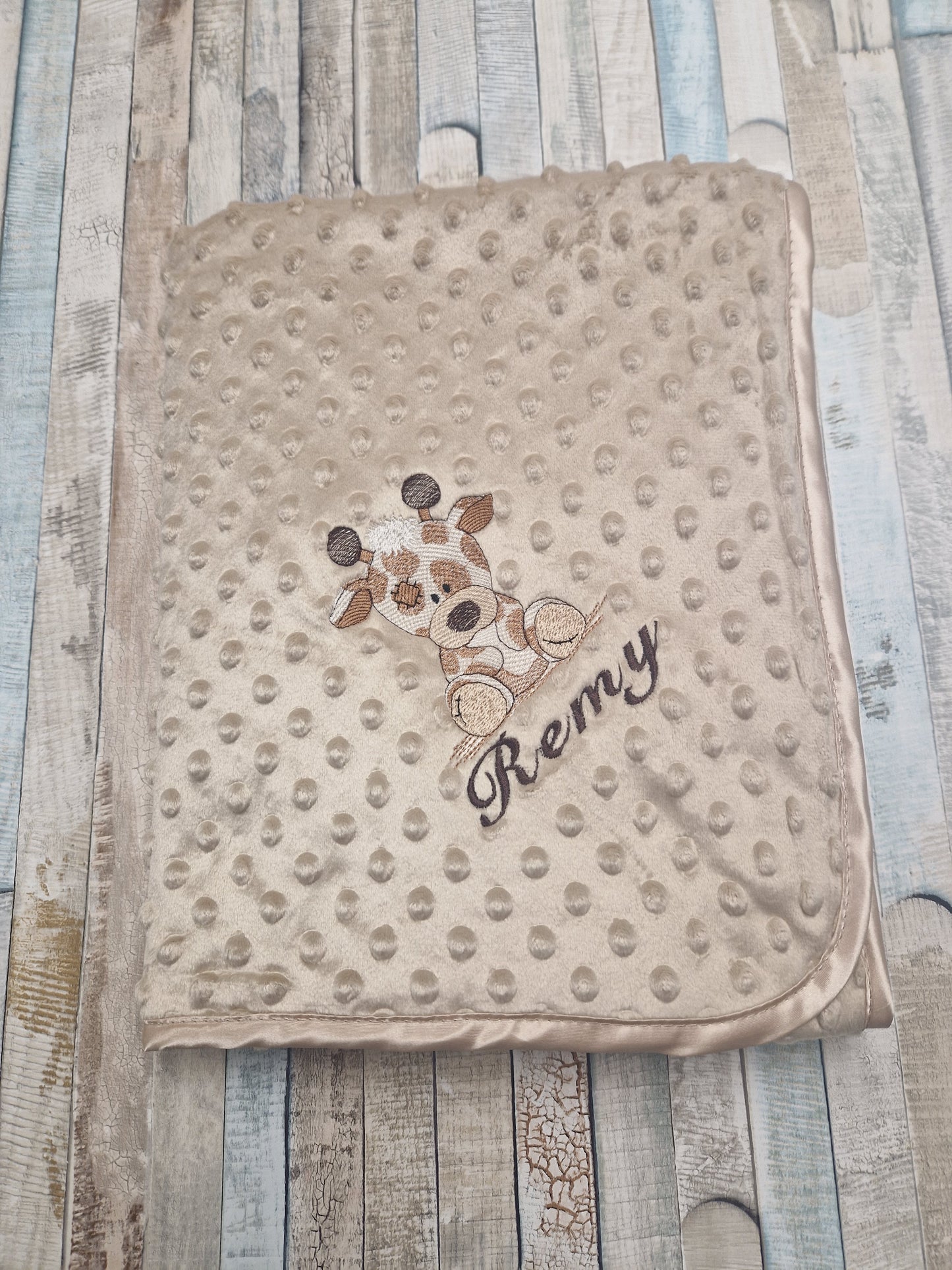 Unisex Baby Personalised Beige Gigi Giraffe Dimple Wrap