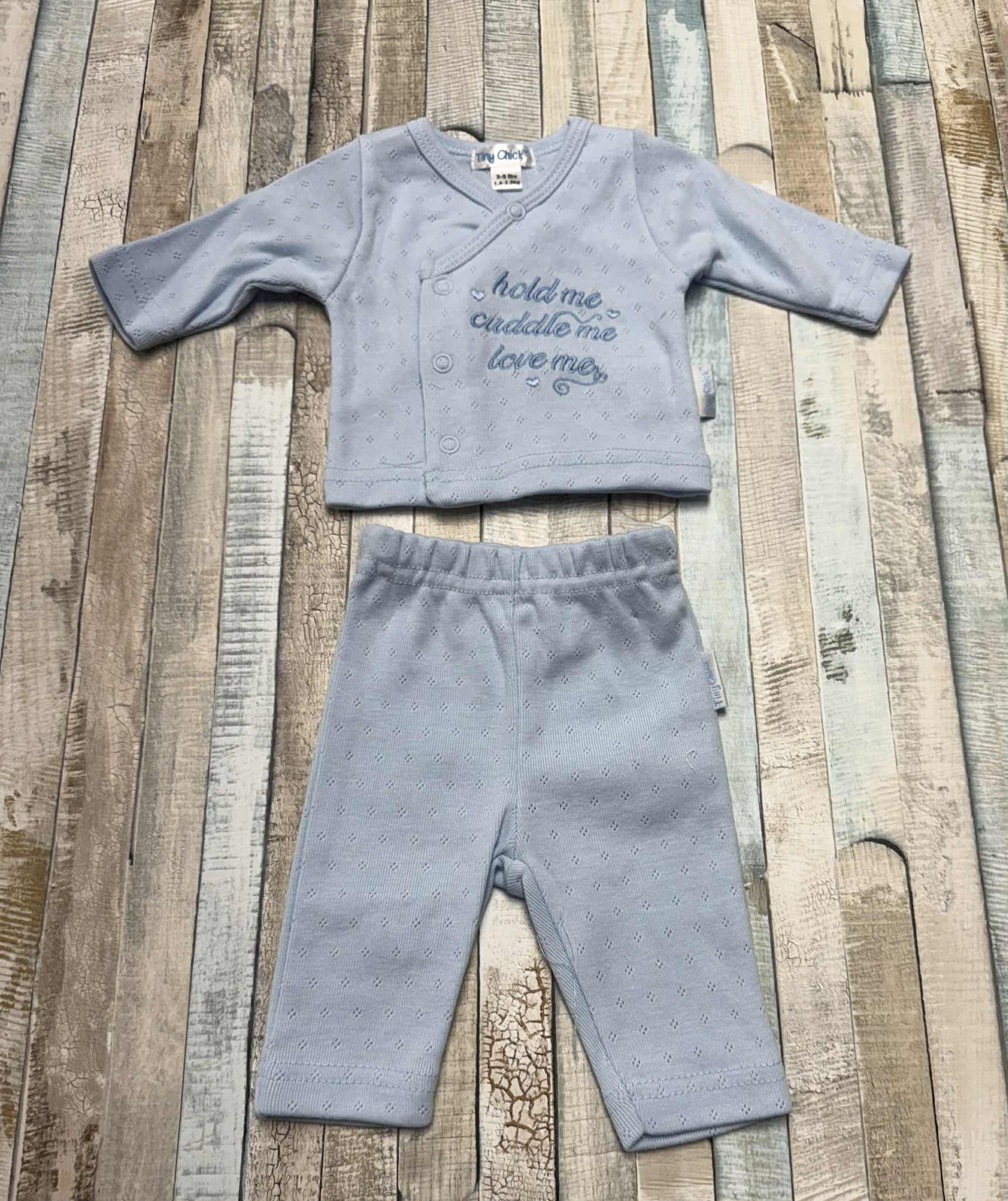 Premature Baby Boys Hold Me Cuddle Me Love Me 2 Piece Blue Set