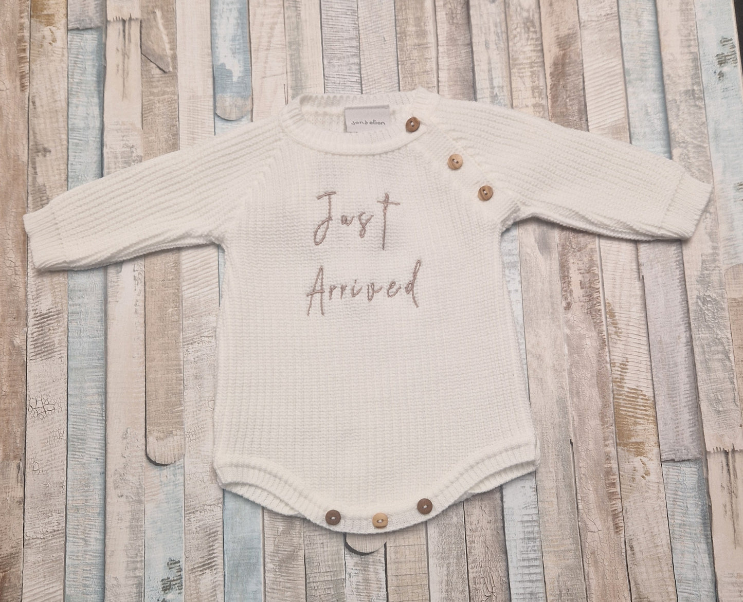 Unisex Baby White Knitted Just Arrived Romper