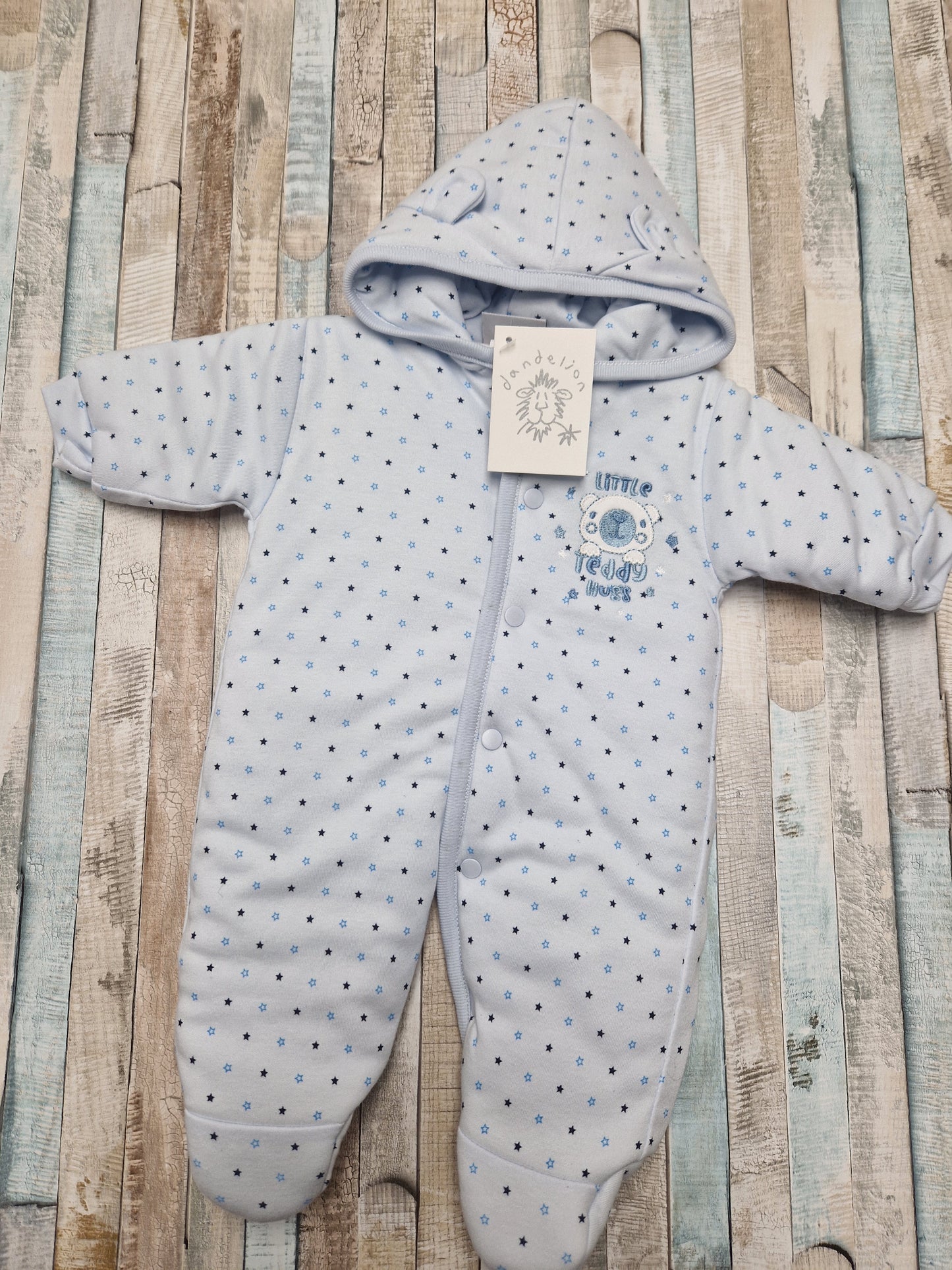 Nana's Special Buys Baby Boys Blue Teddy Pramsuit