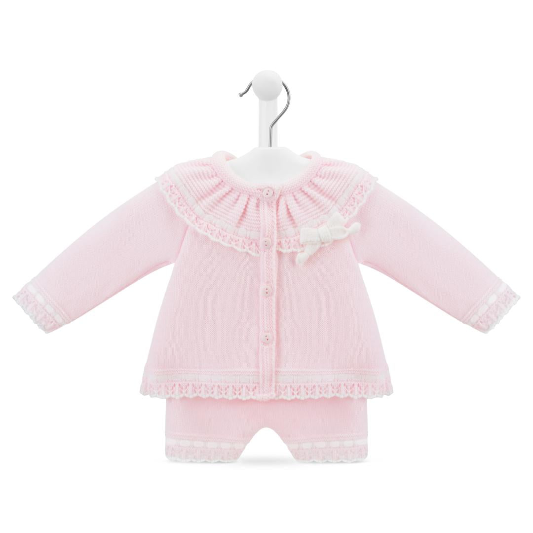 Nana's Special Buys Pink And White Cardigan And Short Set