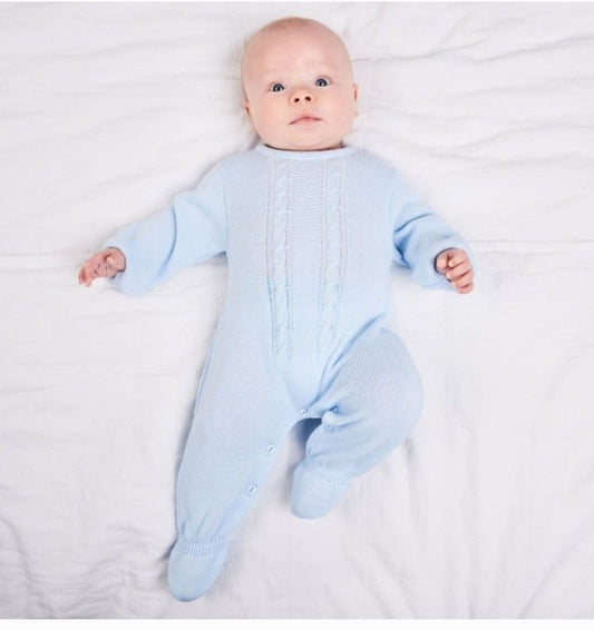 Baby Boys Blue Cable Knit All In One - Nana B Baby & Childrenswear Boutique