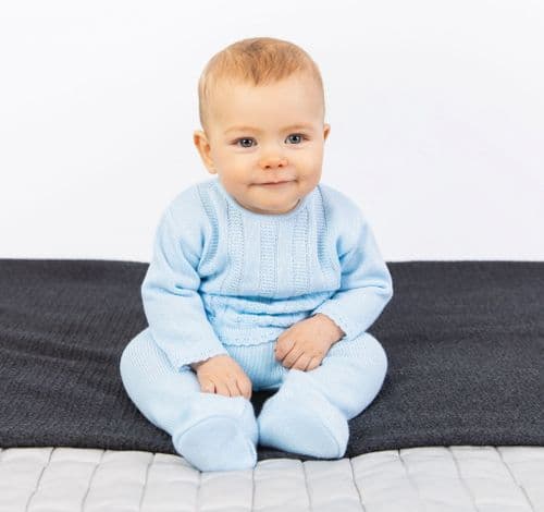 Baby Boys Blue Cable Knitted Two Piece outfit - Nana B Baby & Childrenswear Boutique