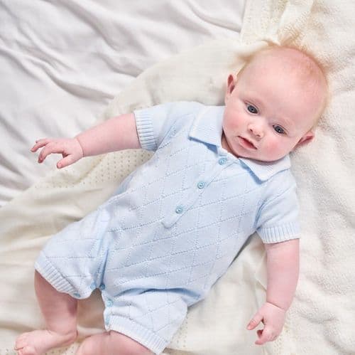 Baby boys Blue Diamond Design Romper - Nana B Baby & Childrenswear Boutique