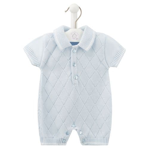 Baby boys Blue Diamond Design Romper - Nana B Baby & Childrenswear Boutique