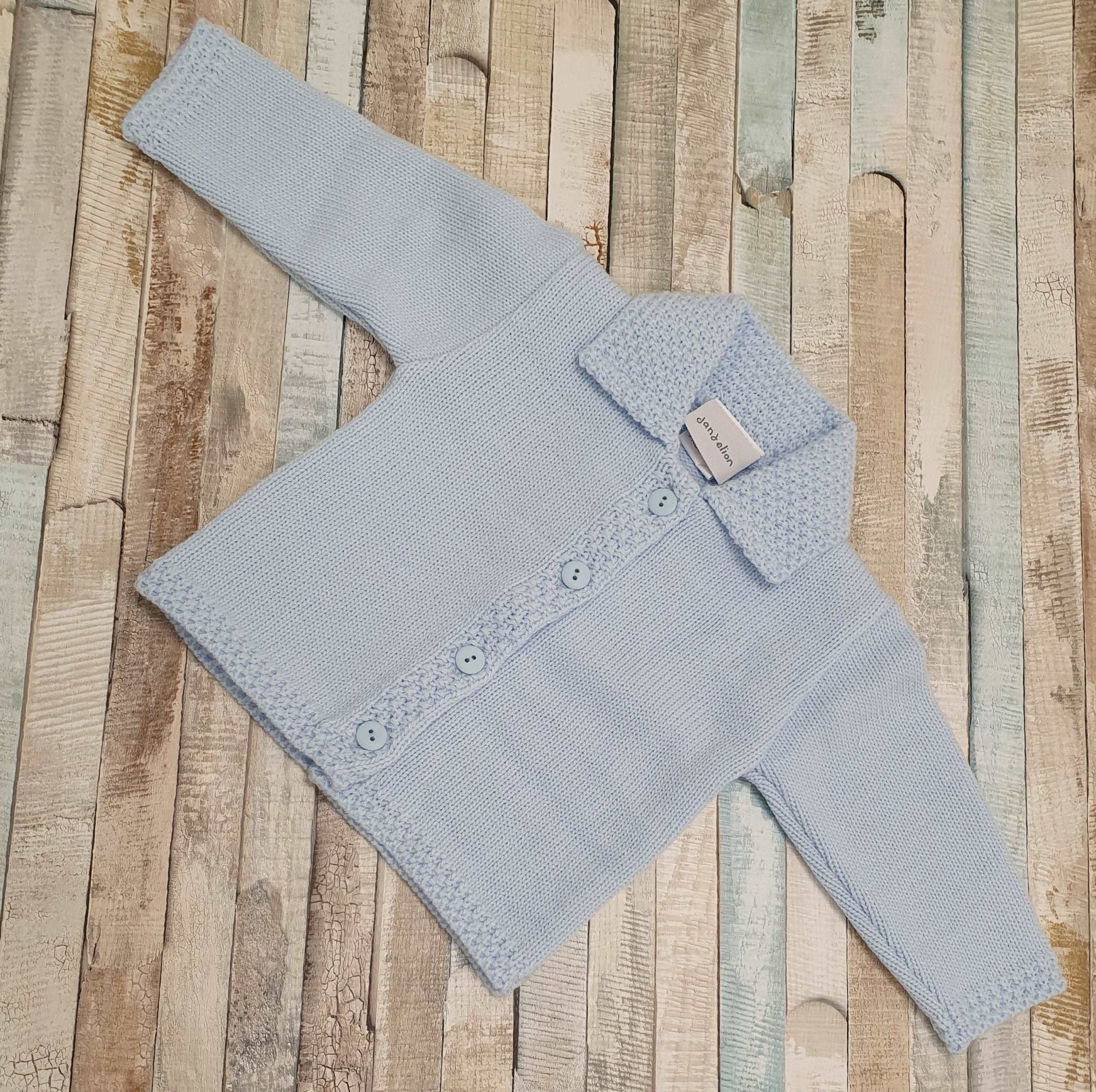 Baby Boys Blue Knitted Cardigan With Collar - Nana B Baby & Childrenswear Boutique