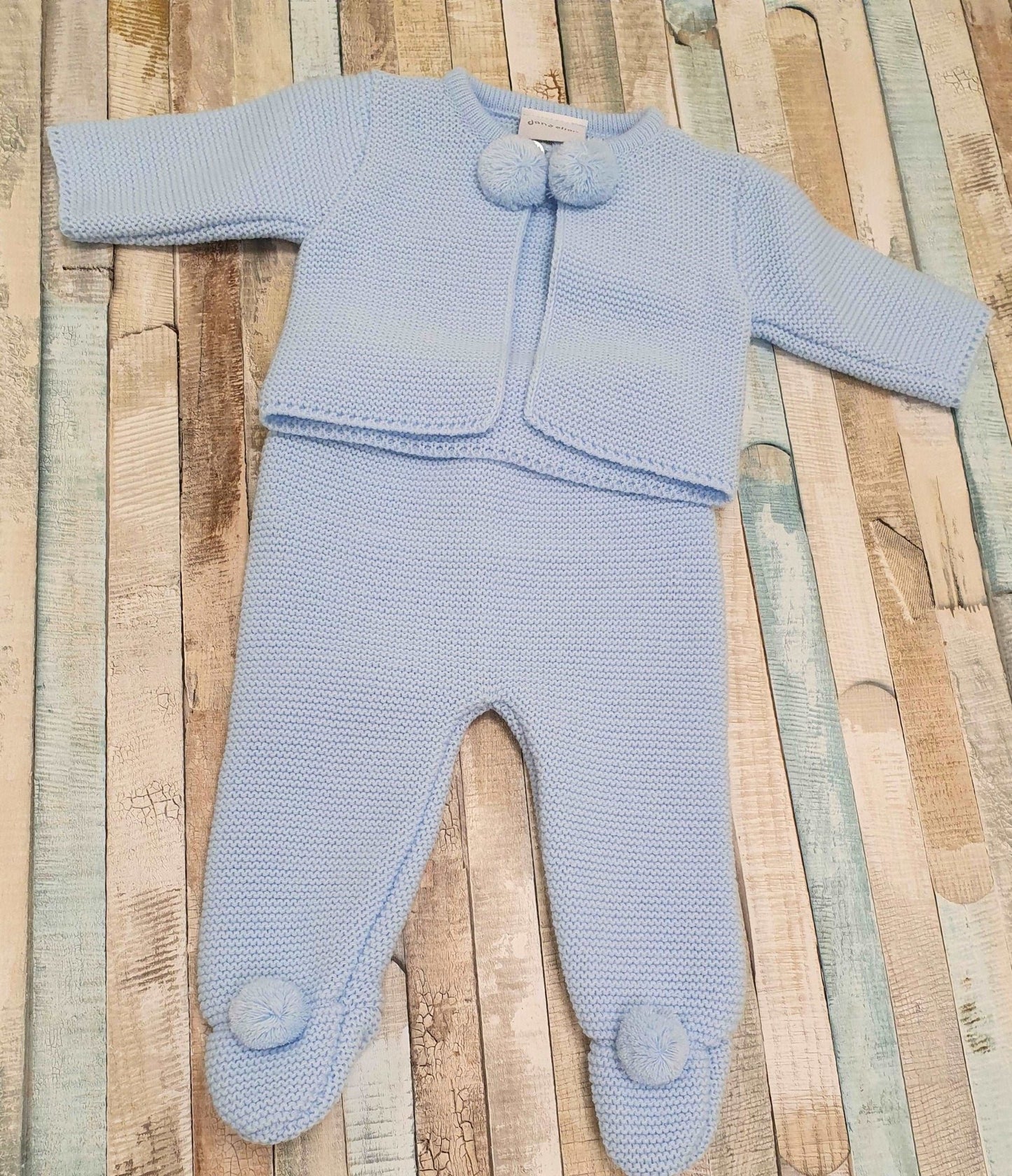 Baby Boys Blue Knitted Pom Pom Set - Nana B Baby & Childrenswear Boutique