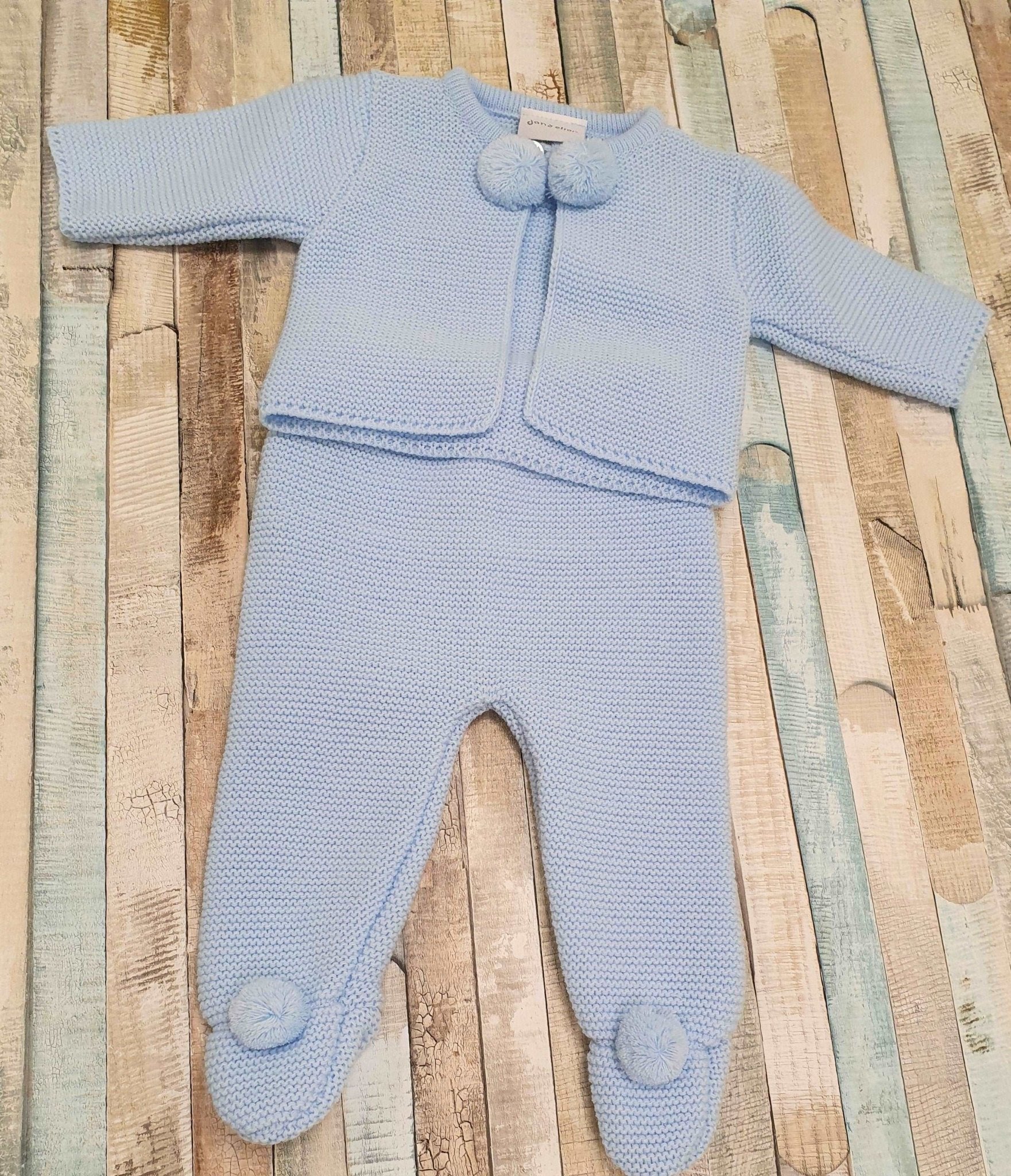 Baby Boys Blue Knitted Pom Pom Set - Nana B Baby & Childrenswear Boutique
