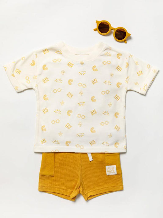 Baby Boys Mustard And Cream Short Set - Nana B Baby & Childrenswear Boutique