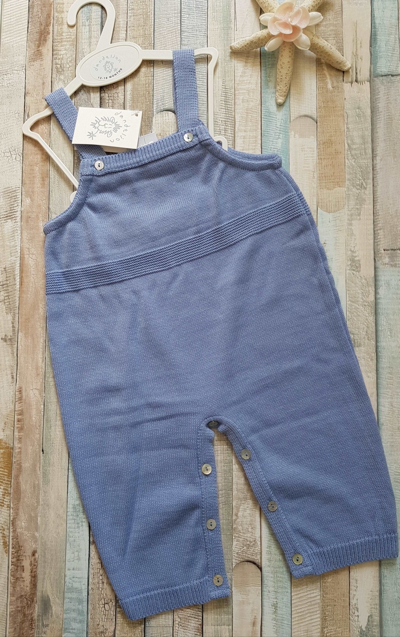 Baby Boys Plain Blue Dungaree - Nana B Baby & Childrenswear Boutique