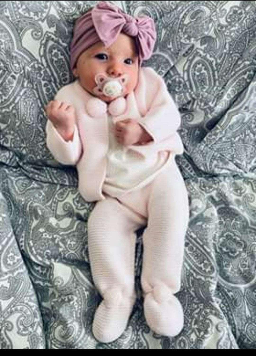 Baby Girls Knitted Pink Pom Pom Set - Nana B Baby & Childrenswear Boutique