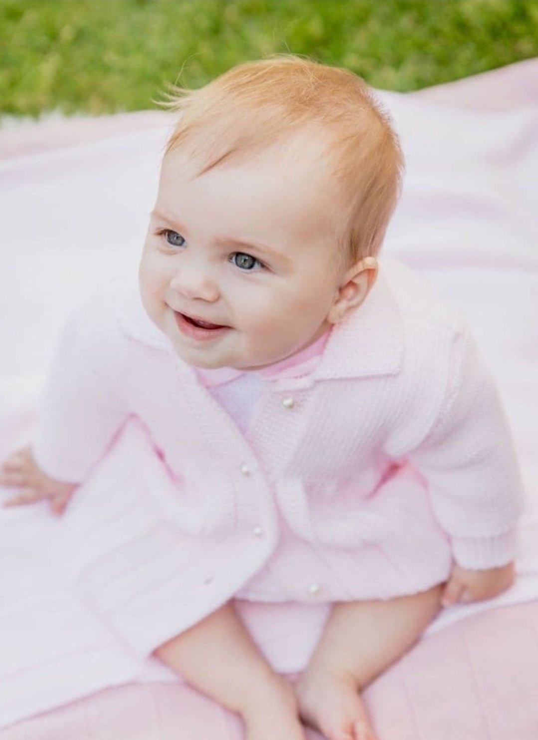 Baby Girls Pink Pearl Button Baby Coat