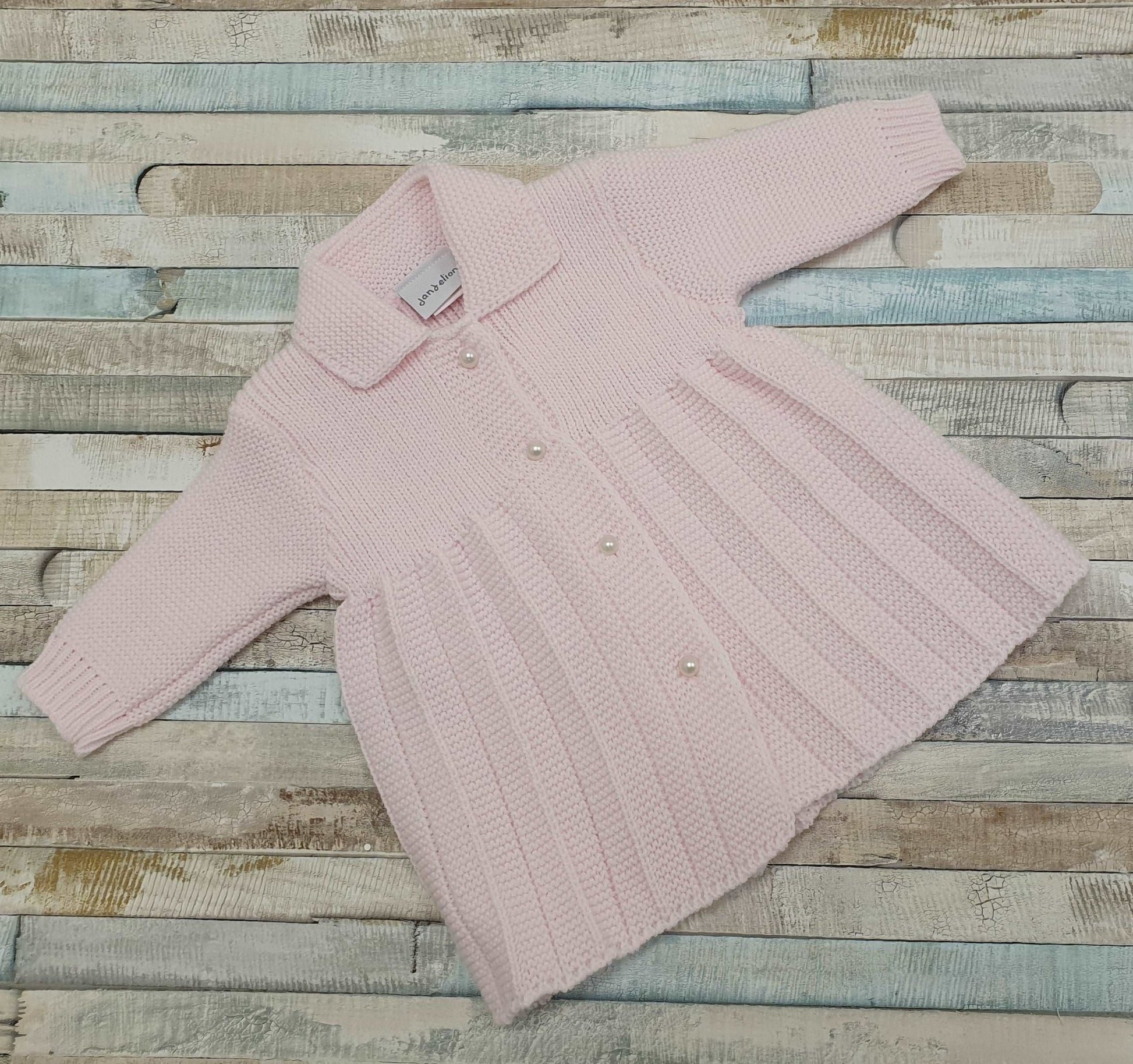 Baby Girls Pink Pearl Button Baby Coat