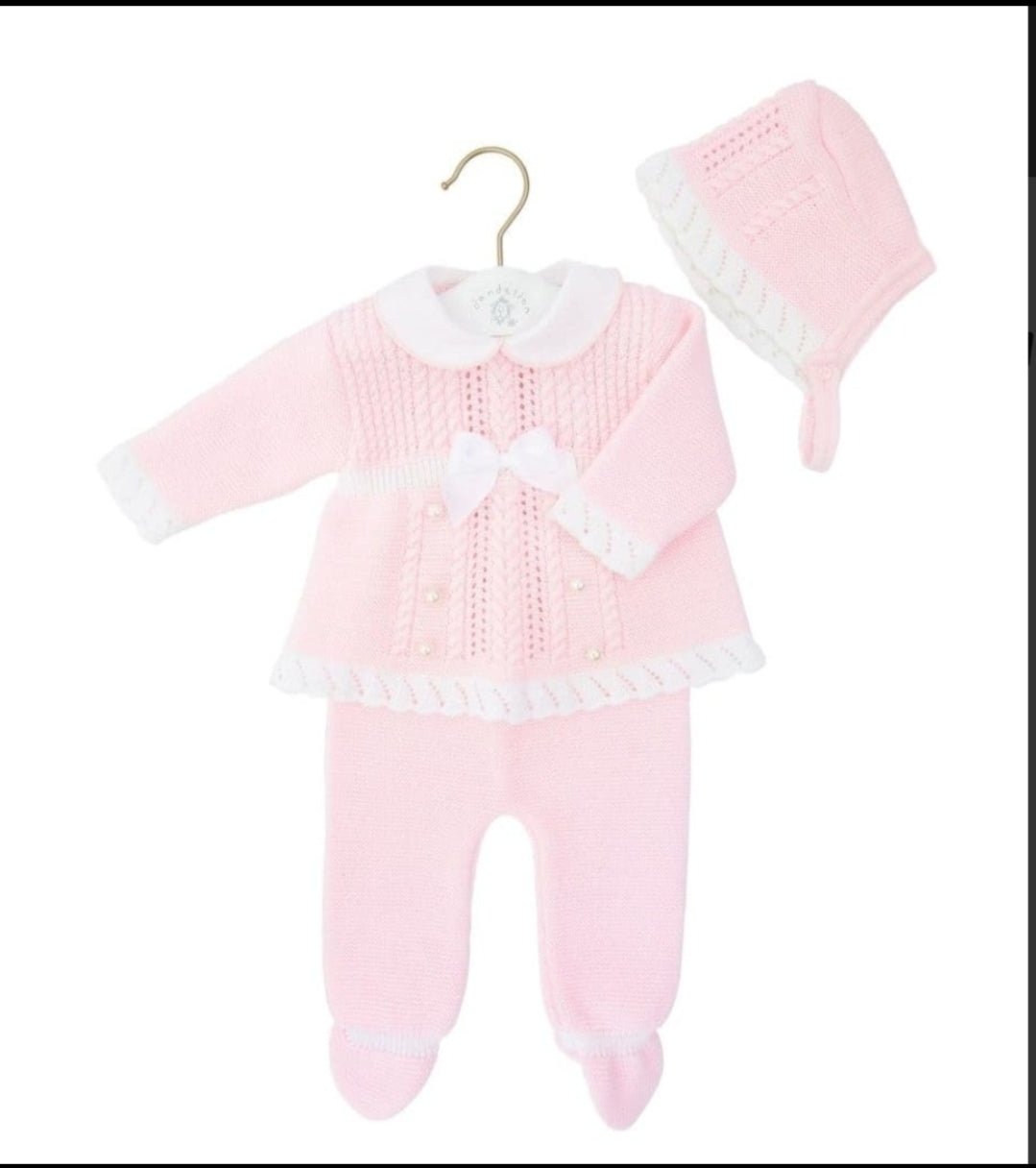 Baby Girls Pink & White 3 Piece Angel Top & Leggings Set - Nana B Baby & Childrenswear Boutique