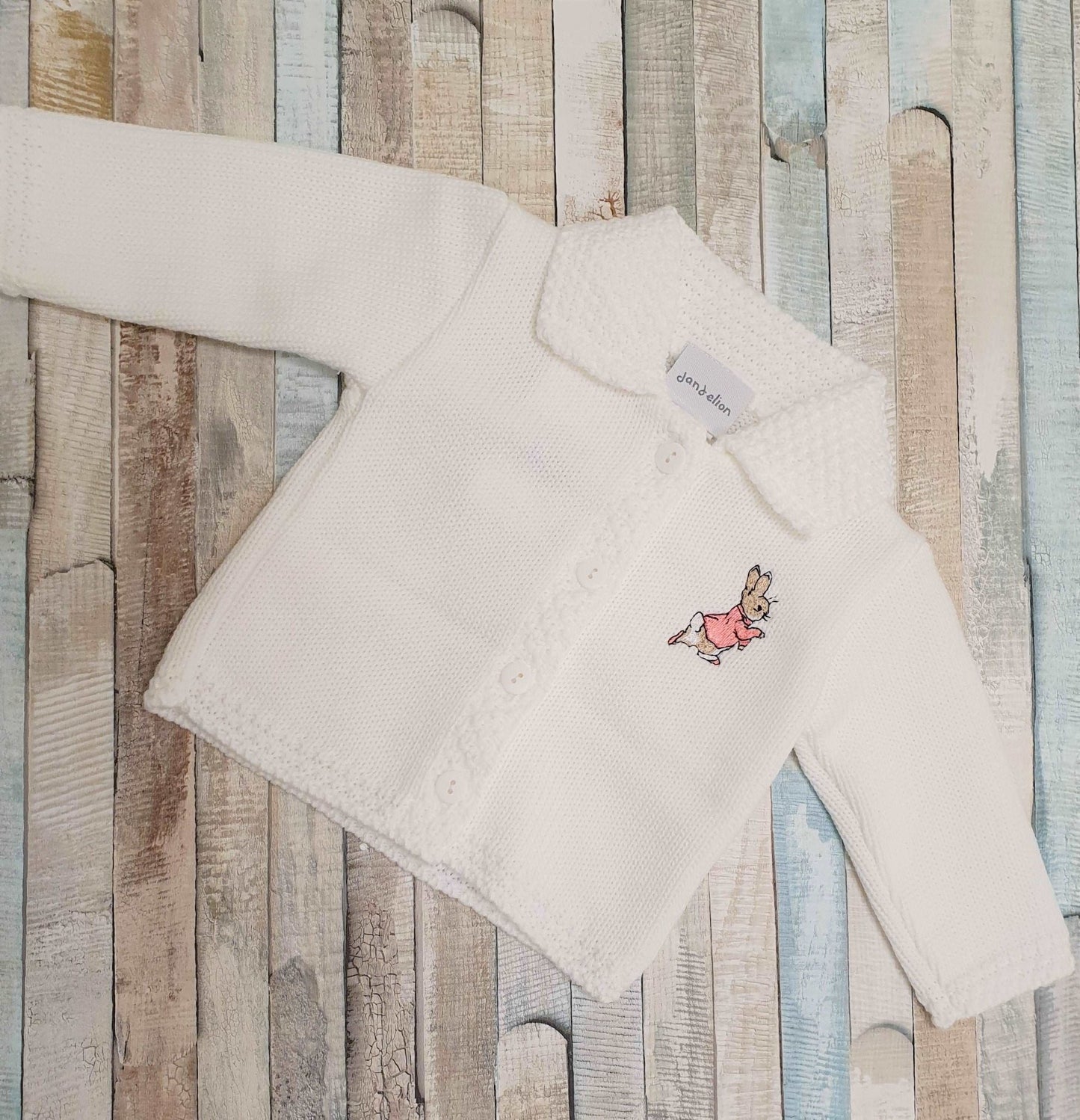 Baby Girls White Cardigan With Pink Rabbit - Nana B Baby & Childrenswear Boutique