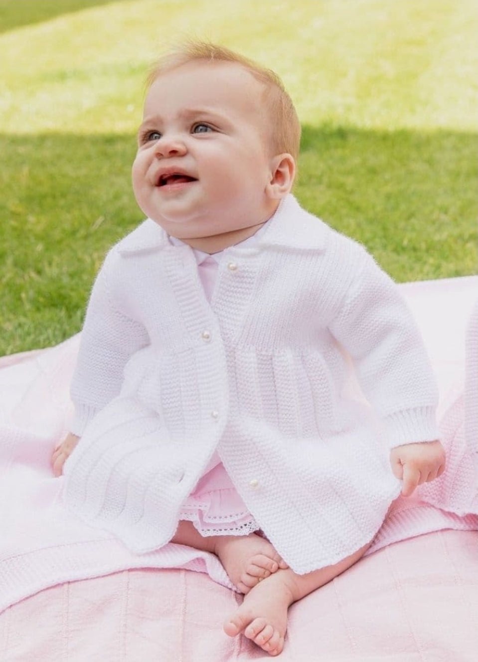 Baby Girls White Knitted Pearl Button Cardigan - Nana B Baby & Childrenswear Boutique