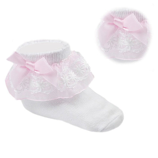 Baby Girls White & Pink Lace Ankle Socks - Nana B Baby & Childrenswear Boutique