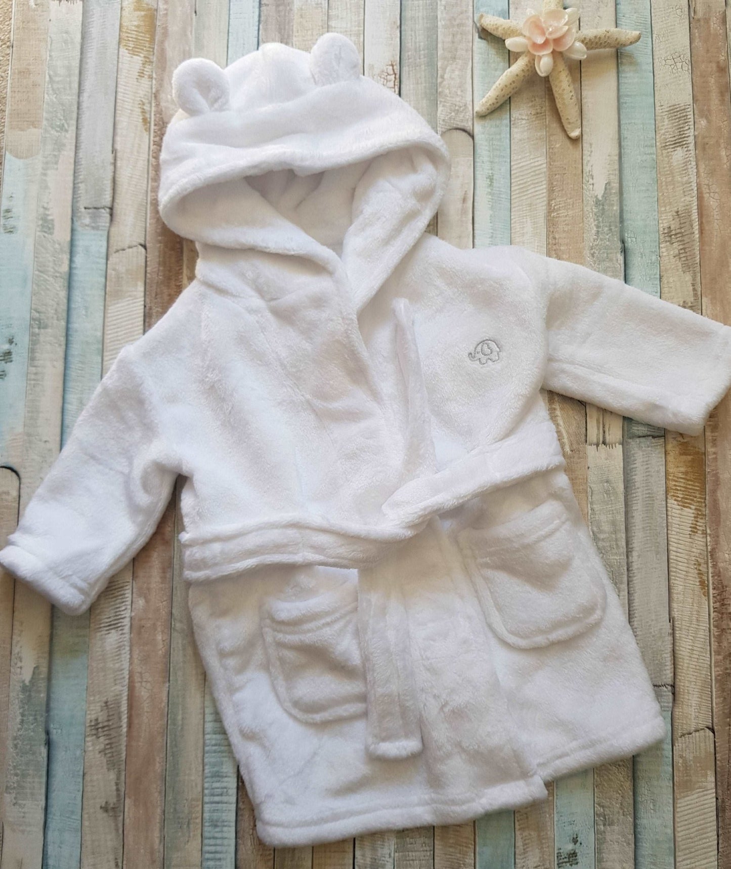 Baby White Hooded Dressing Gown - Nana B Baby & Childrenswear Boutique