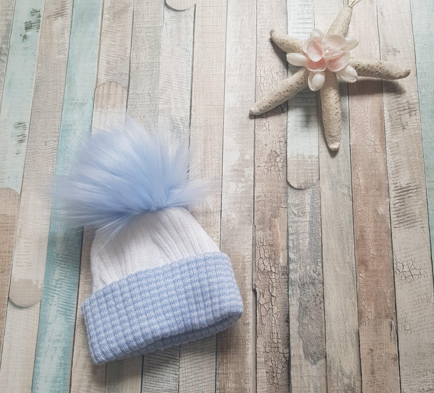 First Size Ribbed Fluffy Faux Fur Baby Pom Pom Hat - Nana B Baby & Childrenswear Boutique