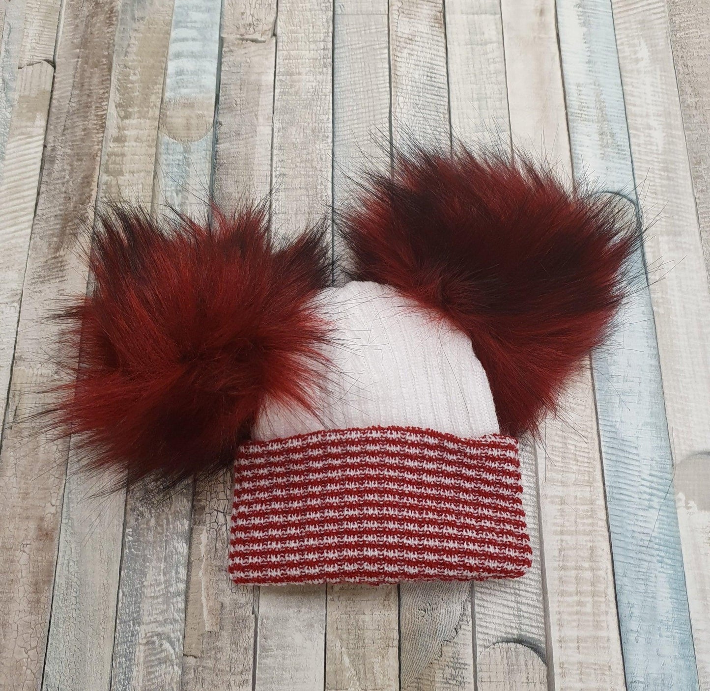 First Size Ribbed Knitted Double Faux Fluffy Fur Baby Pom Pom Hat - Nana B Baby & Childrenswear Boutique