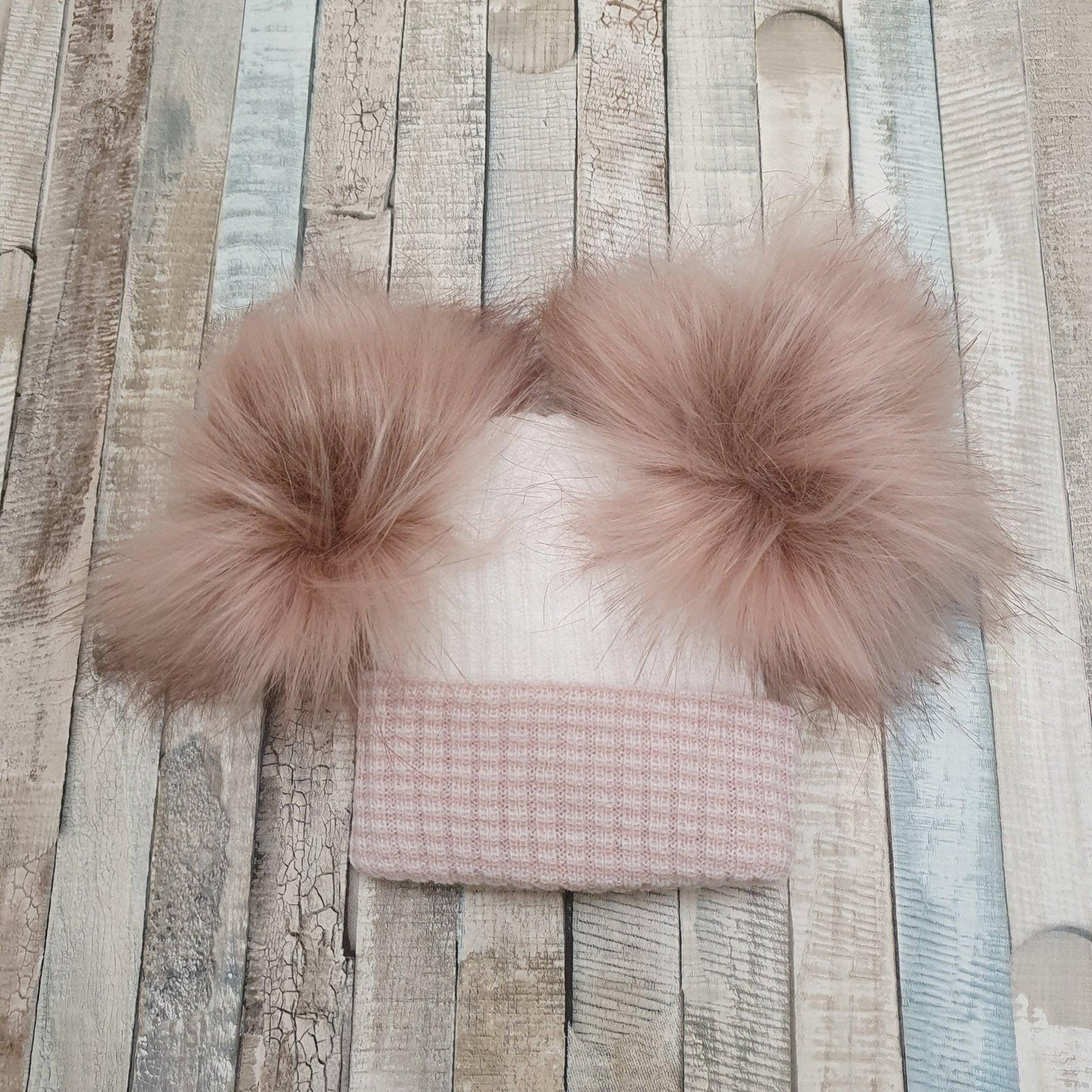 First Size Ribbed Knitted Double Faux Fluffy Fur Baby Pom Pom Hat - Nana B Baby & Childrenswear Boutique
