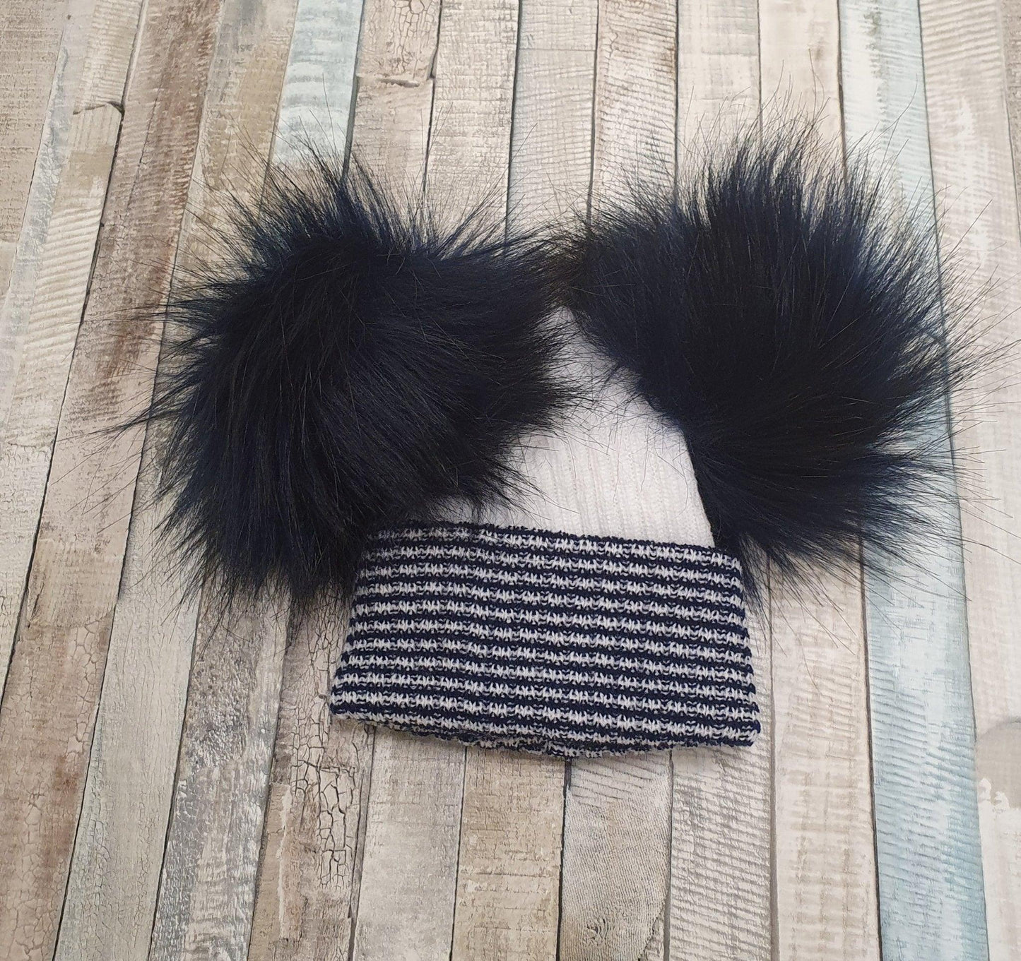 First Size Ribbed Knitted Double Faux Fluffy Fur Baby Pom Pom Hat - Nana B Baby & Childrenswear Boutique