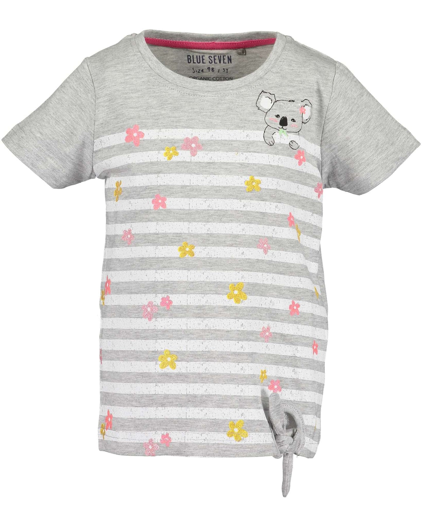 Girls Grey & White Striped Koala T Shirt - Nana B Baby & Childrenswear Boutique