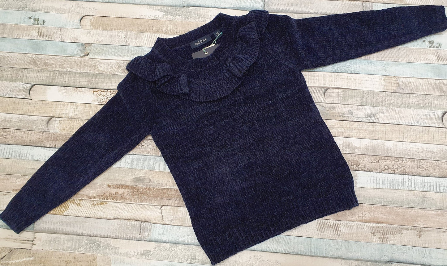 Girls Navy Chenille Jumper - Nana B Baby & Childrenswear Boutique