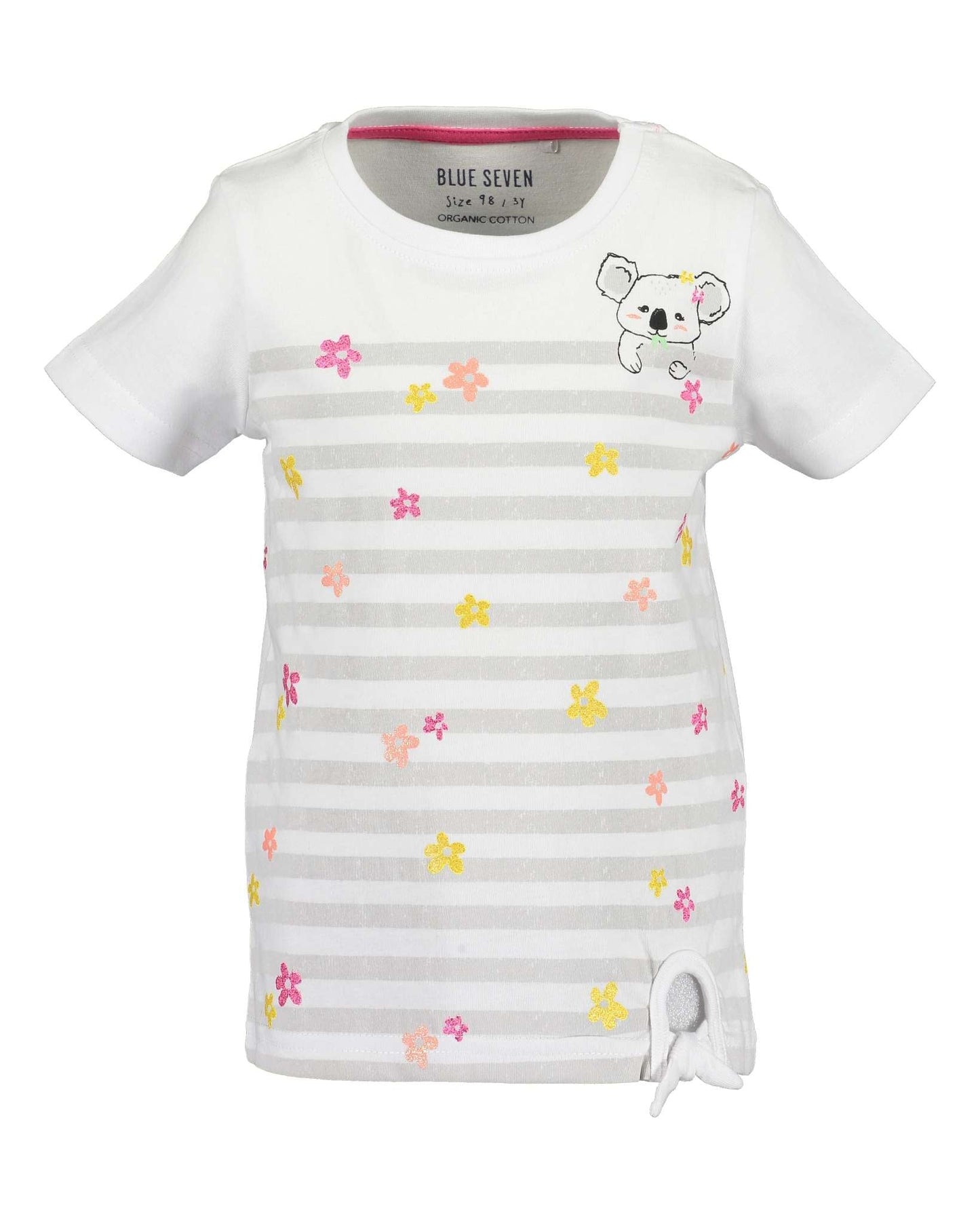 Girls White & Grey Striped Koala T Shirt - Nana B Baby & Childrenswear Boutique