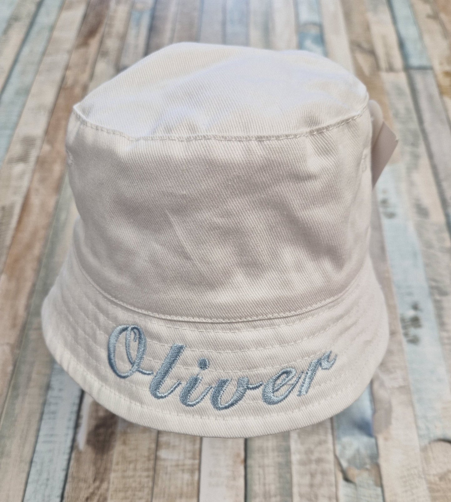 Personalised Baby White Cotton Bucket Hat With Chin Strap - Nana B Baby & Childrenswear Boutique
