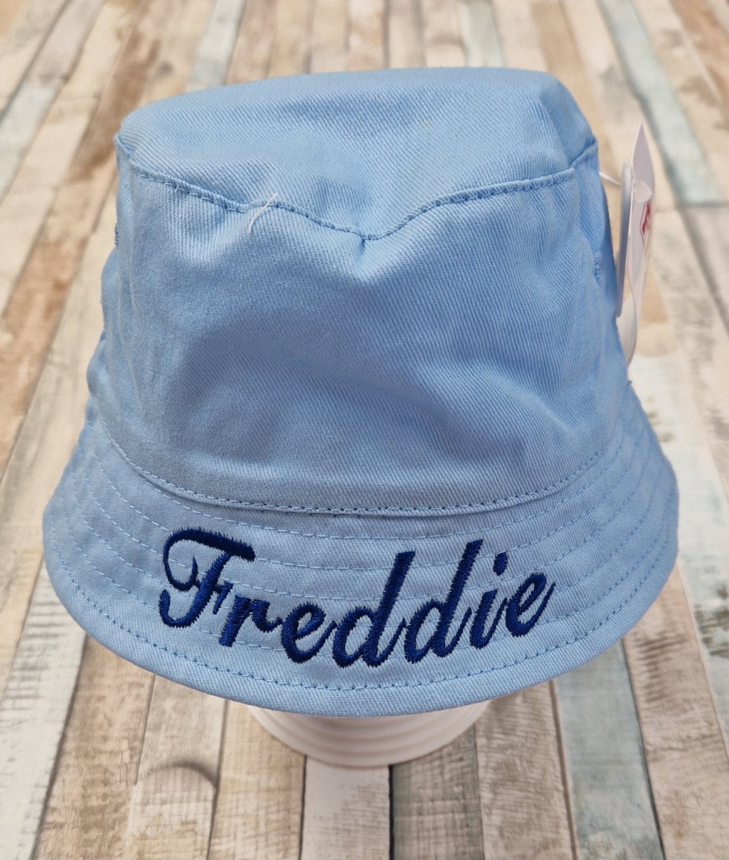Personalised Boys Blue Bucket Hat With Chin Strap - Nana B Baby & Childrenswear Boutique