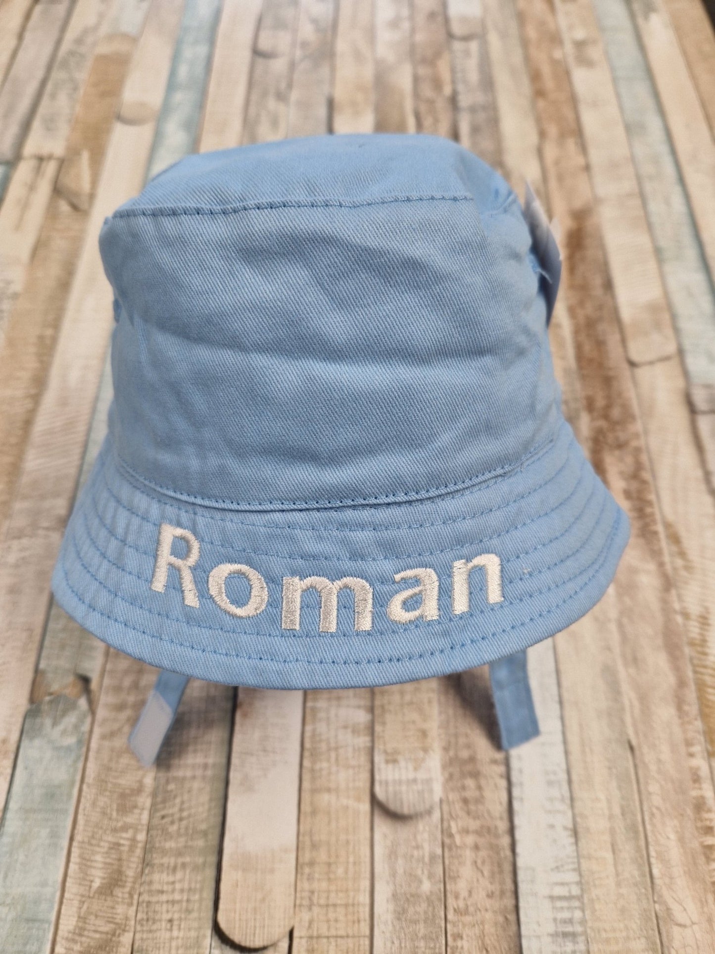 Personalised Boys Blue Bucket Hat With Chin Strap - Nana B Baby & Childrenswear Boutique
