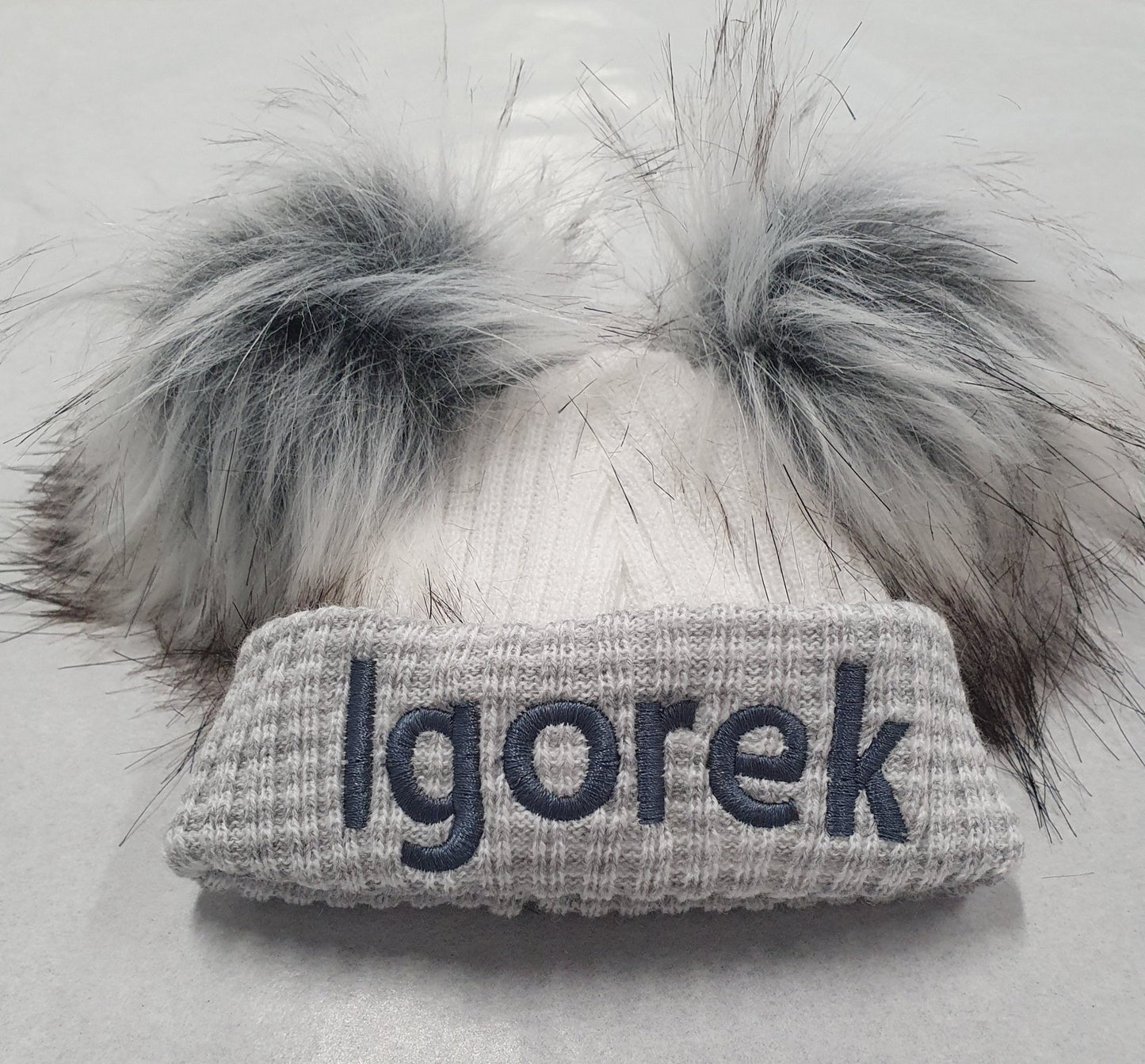 Personalised First Size Ribbed Double Fluffy Faux Fur Pom Hats - Nana B Baby & Childrenswear Boutique