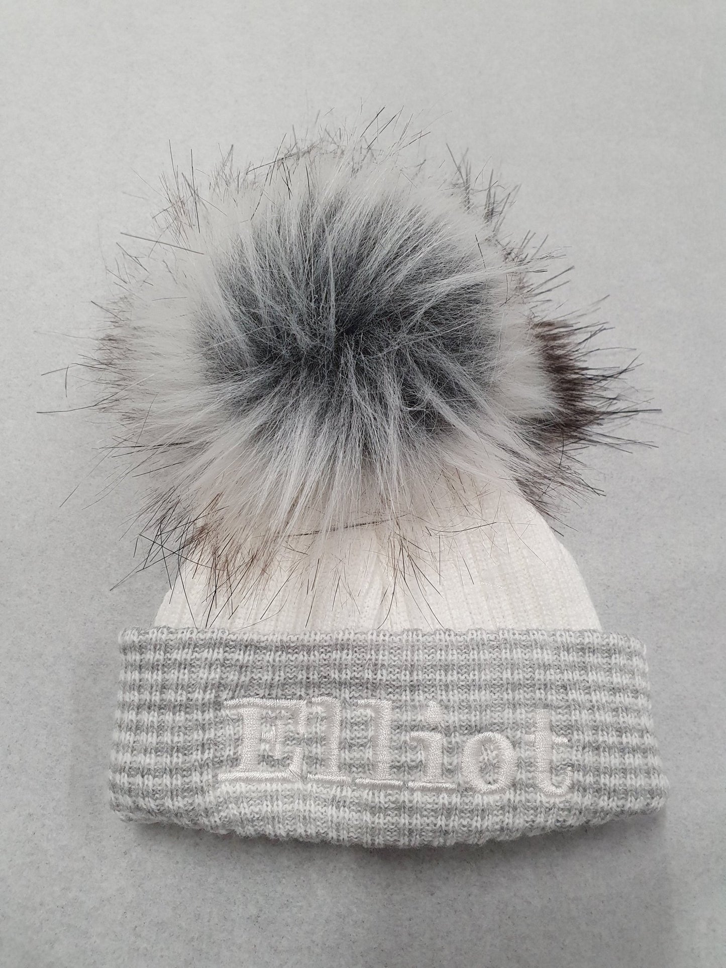 Personalised First Size Ribbed Single Fluffy Faux Fur Pom Hats - Nana B Baby & Childrenswear Boutique