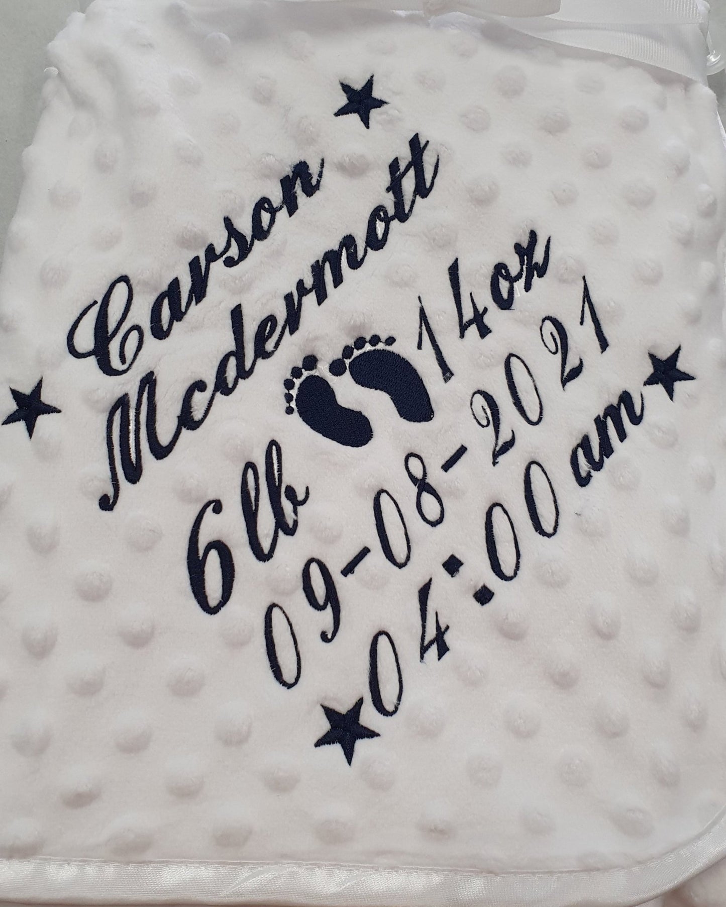 Personalised Name, Time, Date Of Birth & Weight Soft Dimple Wrap - Nana B Baby & Childrenswear Boutique