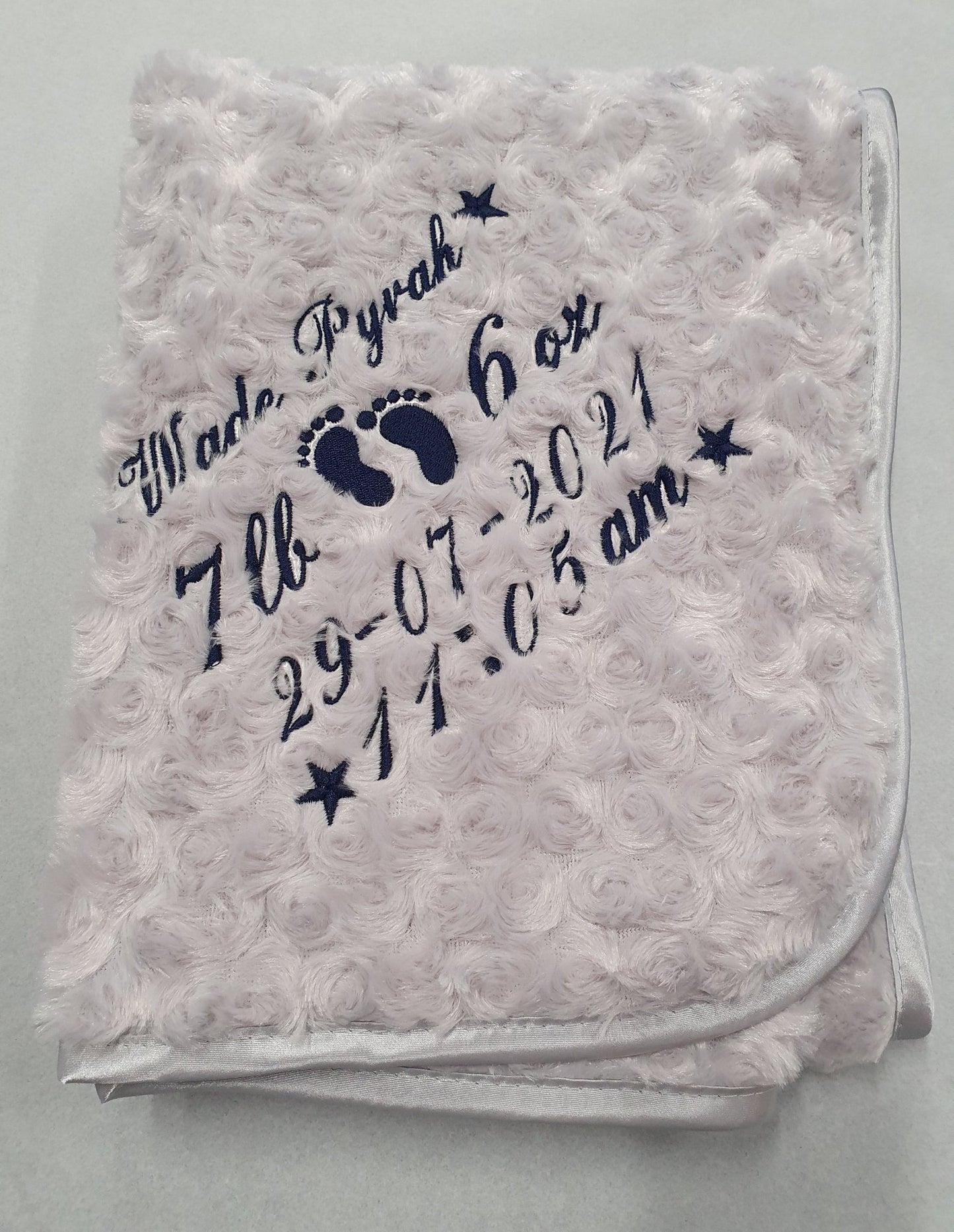 Personalised Name, Time, Date Of Birth & Weight "Soft Rose" Wrap - Nana B Baby & Childrenswear Boutique