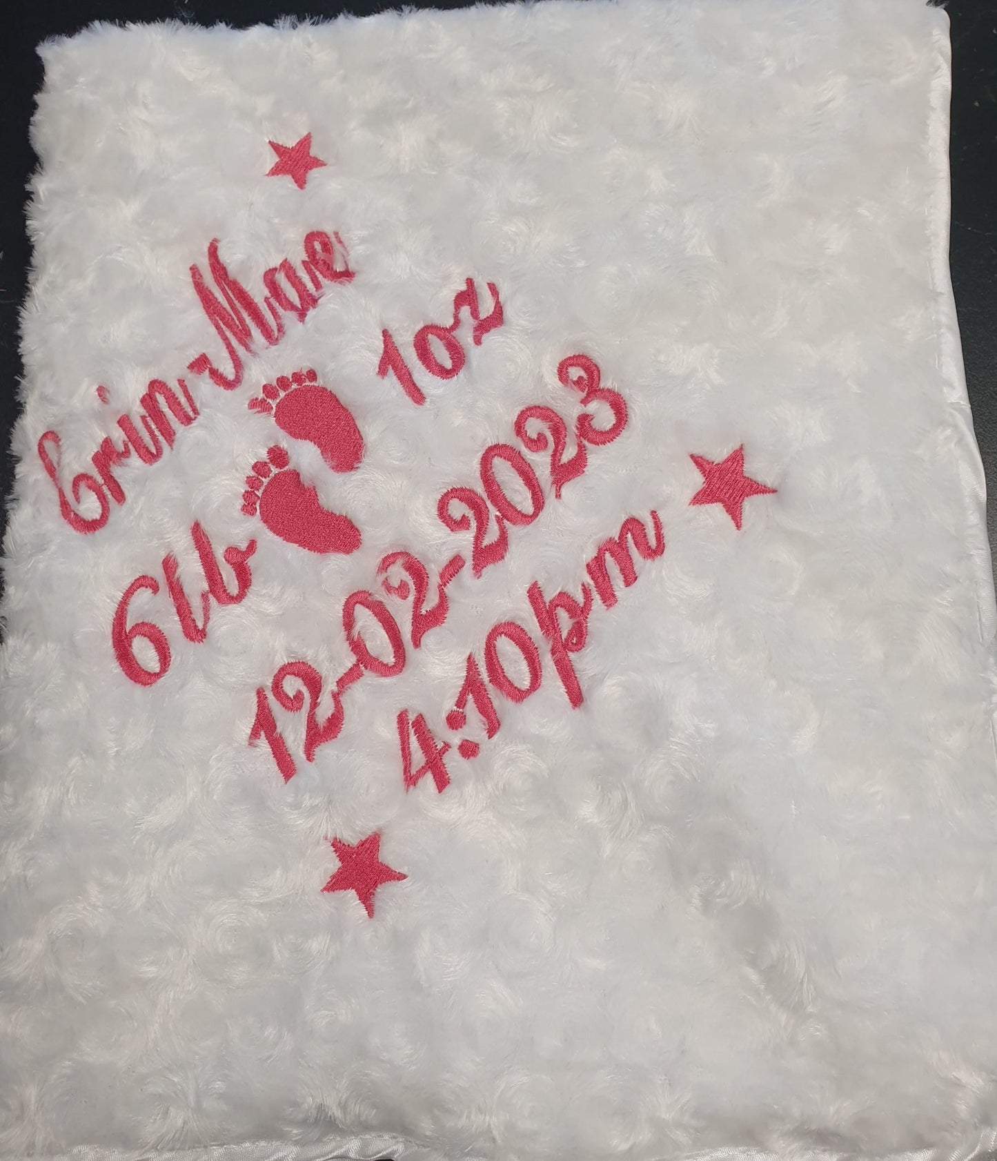Personalised Name, Time, Date Of Birth & Weight "Soft Rose" Wrap - Nana B Baby & Childrenswear Boutique