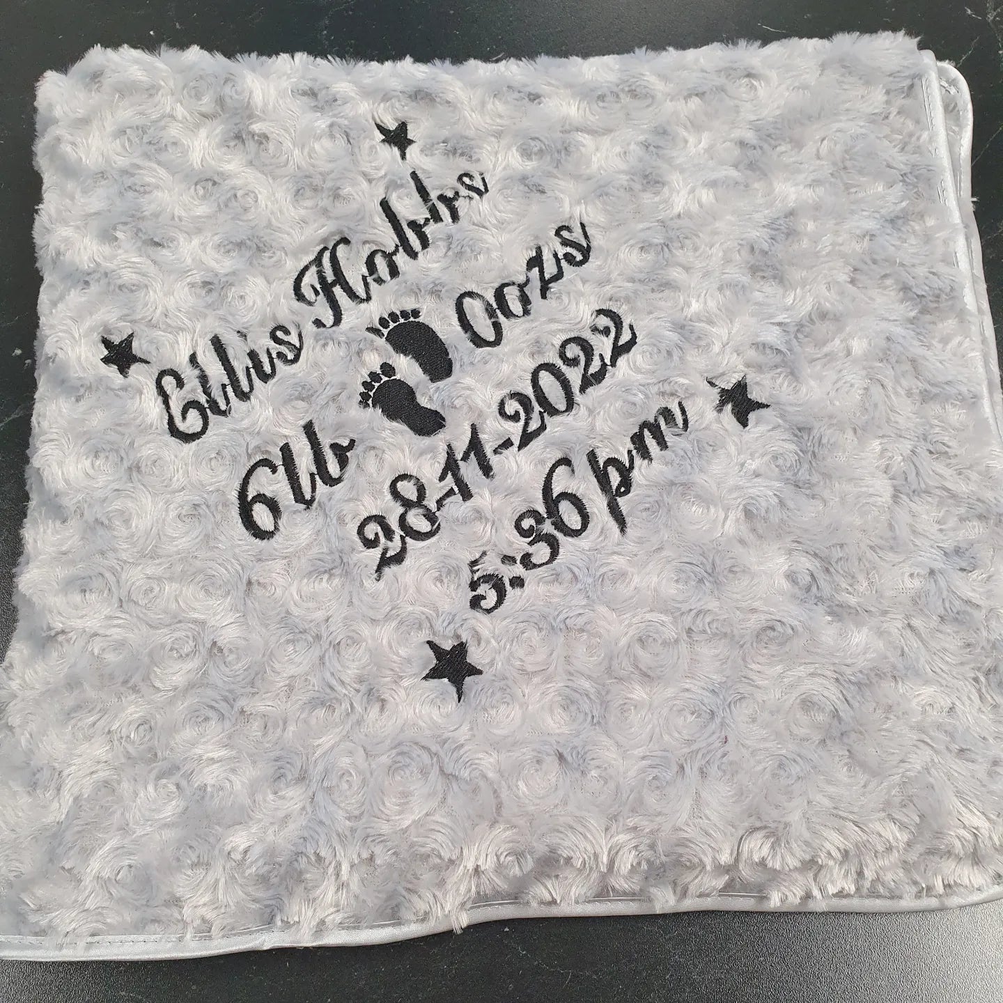 Personalised Name, Time, Date Of Birth & Weight "Soft Rose" Wrap - Nana B Baby & Childrenswear Boutique