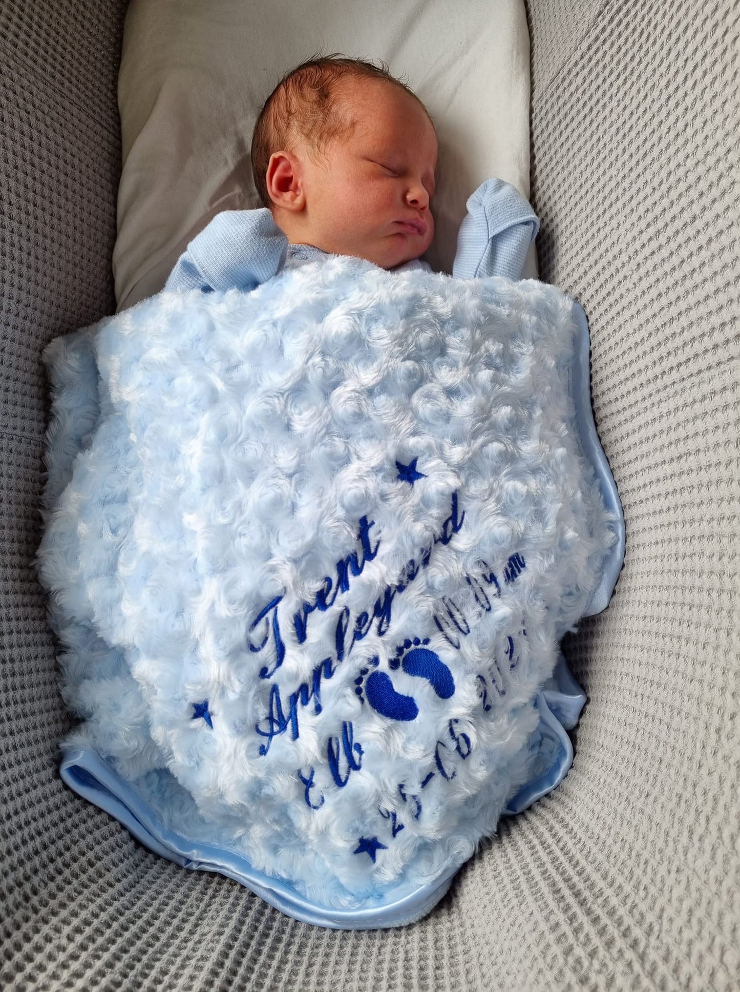 Personalised Name, Time, Date Of Birth & Weight "Soft Rose" Wrap - Nana B Baby & Childrenswear Boutique