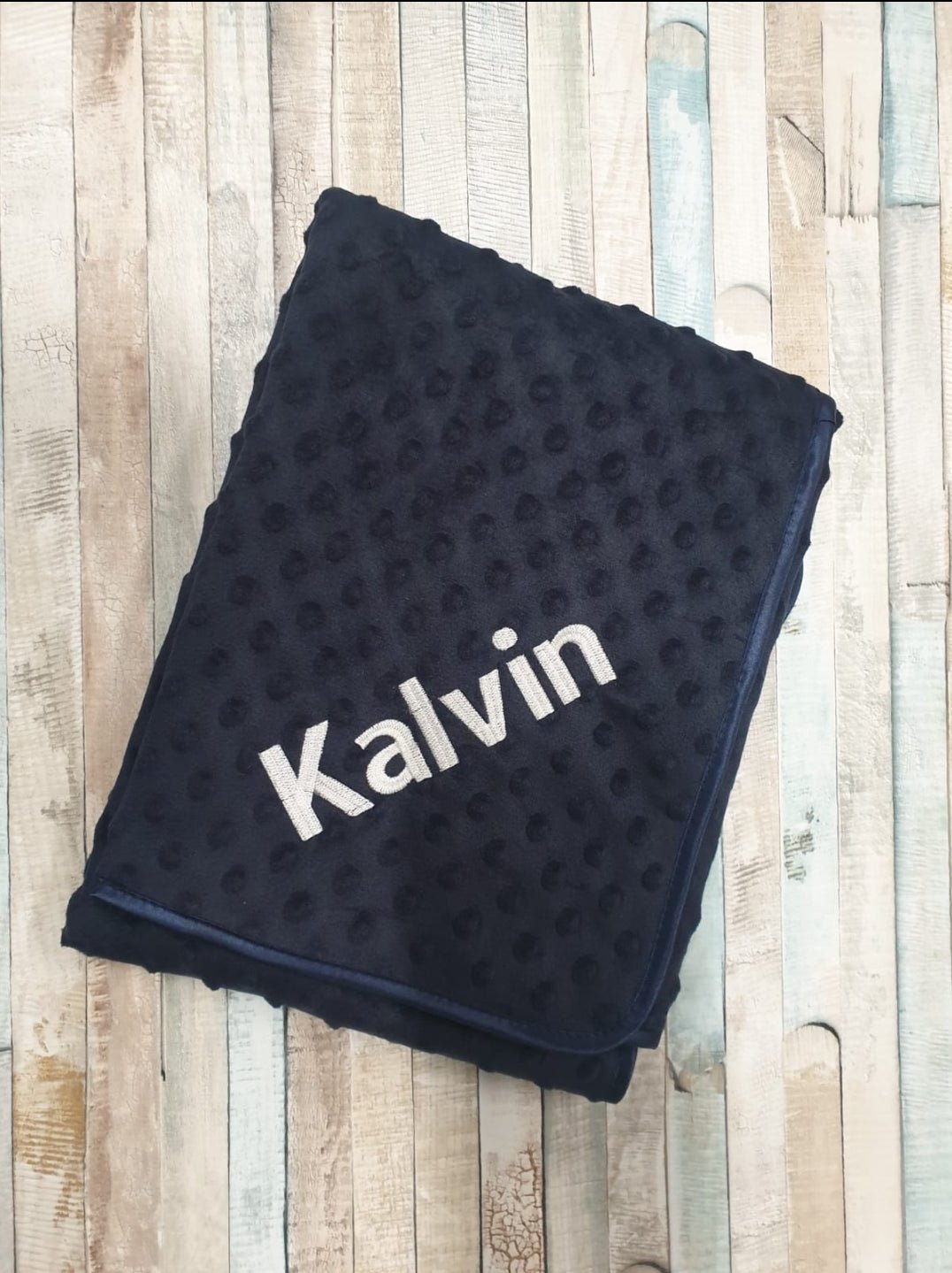 Personalised Navy Dimple Baby Wrap/Blanket - Nana B Baby & Childrenswear Boutique