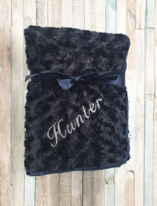 Personalised Navy Soft Rose Baby Wrap /Blanket - Nana B Baby & Childrenswear Boutique