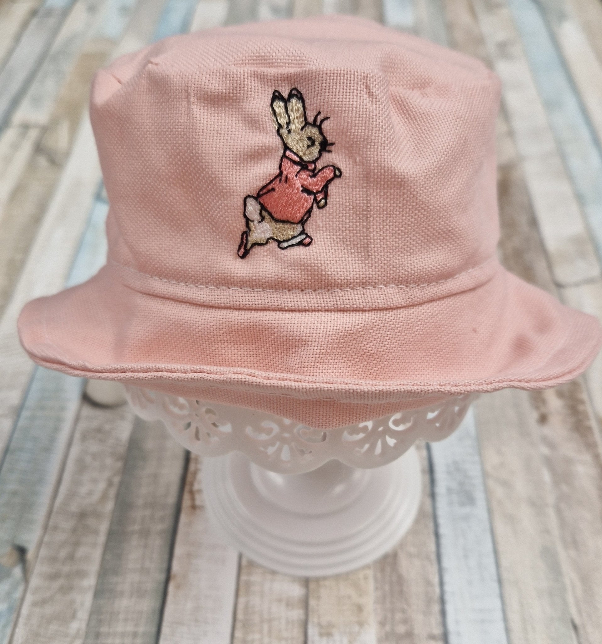 Pink Baby Cotton Bucket Hat With Pink Rabbit Newborn - Girl's - Infant - Nana B Boutique