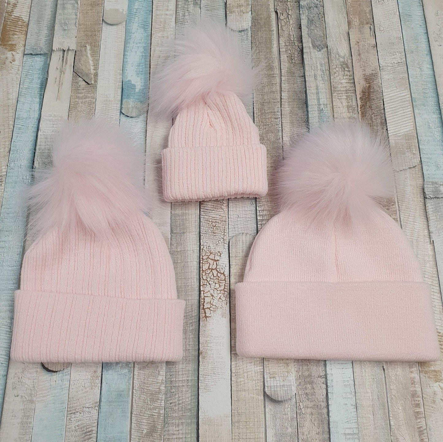 Pink Knitted Single Pink Fluffy Faux Fur Pom Hat - Nana B Baby & Childrenswear Boutique