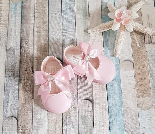 Pink Patent Soft Bottom Diamante Shoe - Nana B Baby & Childrenswear Boutique