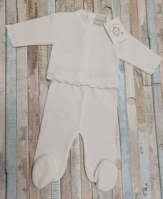 Unisex Baby Cable Lace Edge Knitted Two Piece - Nana B Baby & Childrenswear Boutique