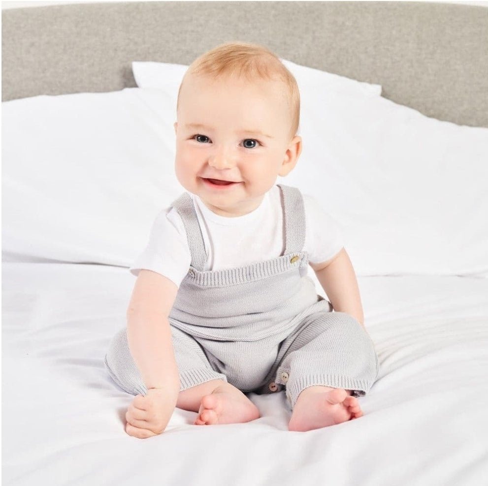 Unisex Baby Plain Grey Knitted Dungaree - Nana B Baby & Childrenswear Boutique