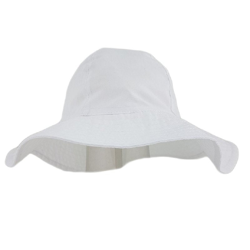 Unisex Baby White Wide Brim Bucket Hat - Main Image