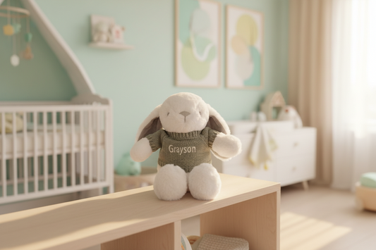 White Bunny With Grey Personalised Jumper