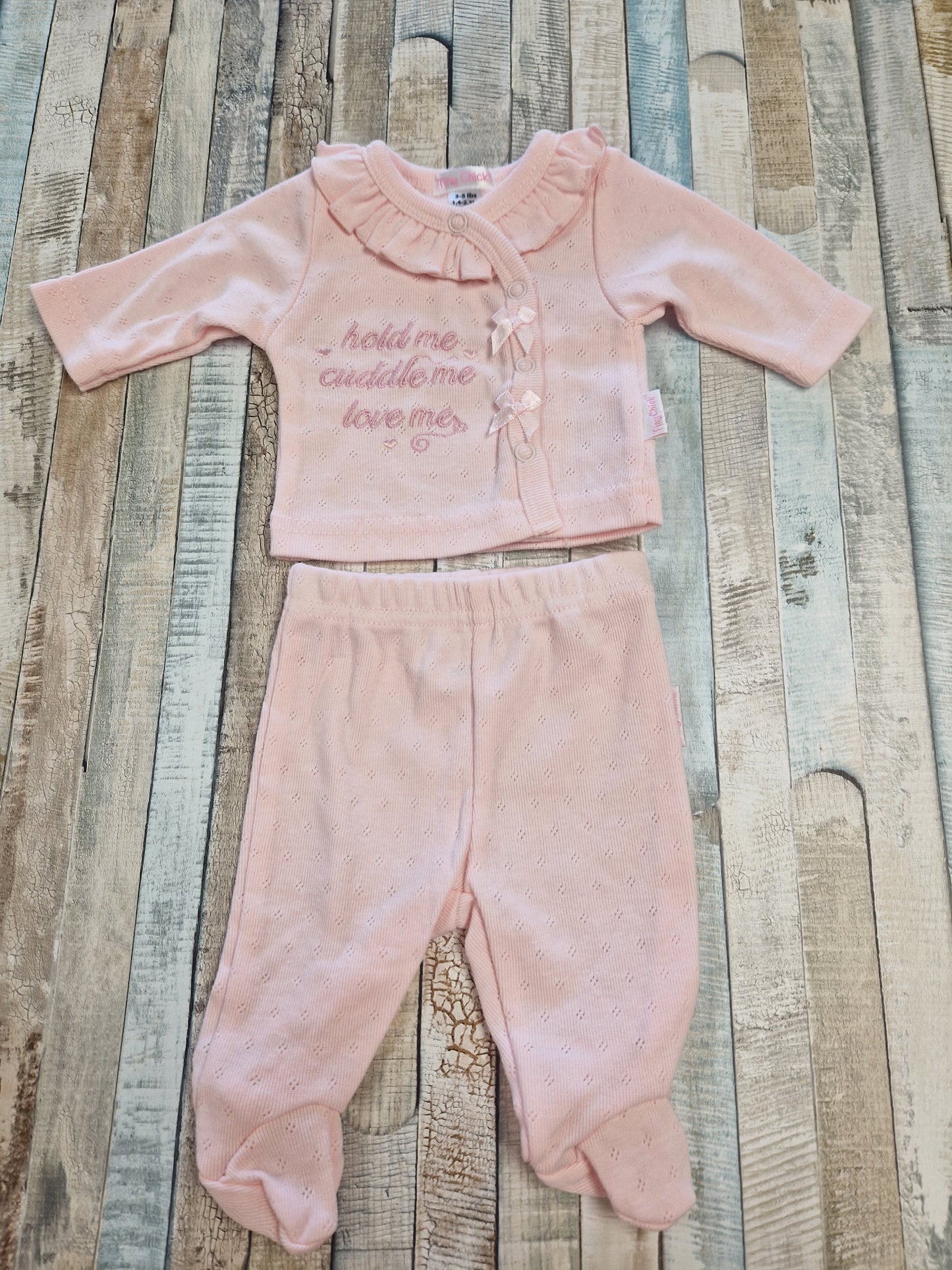 Premature Baby Girls Hold Me Cuddle Me Love Me 2 Piece Pink Set
